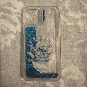 NWOT‎ Primark Lilo & Stitch Blue Liquid Glitter iPhone 12 Case